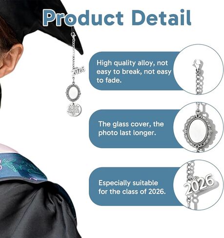 5 Pcs Graduation Tassel Photo Charm Set, Memorial Tassel Charm for Cap Decoration, Personalized Photo Charms for Graduation Ceremony Gifts, Keepsake for Him and Her in Kuwait