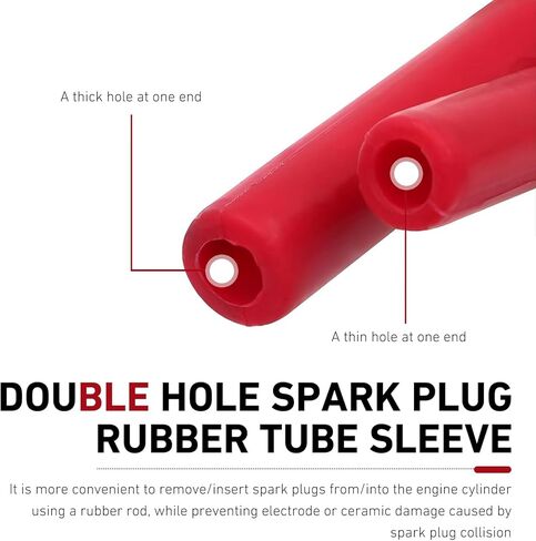 Car Spark Plug Socket, Heat-resistant Flexible Rubber Insulated Sleeve Wrench, Dual-hole Portable Spark Plug Installation Removal Tool, Universal for Most Cars, Motorcycles (Red) in Saudi Arabia
