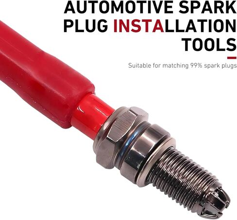 Car Spark Plug Socket, Heat-resistant Flexible Rubber Insulated Sleeve Wrench, Dual-hole Portable Spark Plug Installation Removal Tool, Universal for Most Cars, Motorcycles (Red) in Saudi Arabia