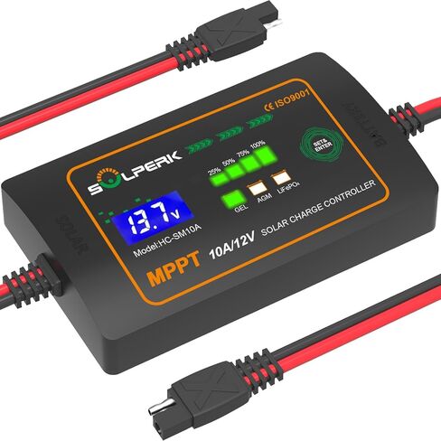 SOLPERK 10A 12V MPPT Solar Charge Controller with LCD Display, Intelligent Solar Panel Controller Portable Solar Panel Regulator for Gel AGM Lead-Acid Lithium LiFePO4 Battery in Saudi Arabia