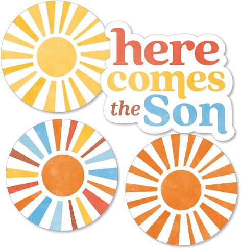 Big Dot of Happiness Here Comes The Son DIY Paper Small Sun-Shaped Cut-Outs, Boy Boho Baby Shower Decorations - 24 Count in Saudi Arabia