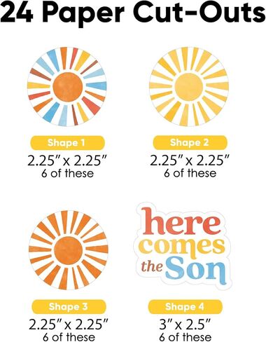 Big Dot of Happiness Here Comes The Son DIY Paper Small Sun-Shaped Cut-Outs, Boy Boho Baby Shower Decorations - 24 Count in Saudi Arabia