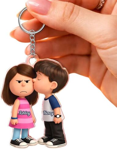 Personalized Couple Keychains, Cartoon Couples Keychain, Custom Engraved Name Keychains, Valentine's Day Gift in Saudi Arabia