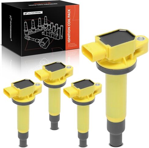 A-Premium (Blue) Engine Ignition Coil Pack Compatible with Toyota Prius 2001-2009, Yaris 2006-2018, Echo 2000-2005, Prius C 2012-2019 & Scion xB 2004-2006, xA 2004-2006, 1.5L, 4-PC Set in Saudi Arabia