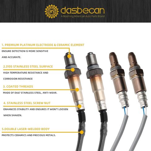 Dasbecan 4PCS Oxygen O2 Sensor Downstream Upstream 5.6L V8 Compatible with Nissan Pathfinder Titan 2008-2015, Armada 2008-2013, Infiniti Qx56 2008-2010 234-9038 & 234-4835 in Saudi Arabia