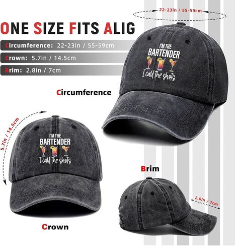 I'm The Bartender Funny Printed Cotton Baseball Cap Adjustable Retro Washed Lightweight and Breathable Unisex Sun Hat, Gifts for Bartender Humorous Drink Lovers Adult Parties Bachelor Party Friend in Saudi Arabia