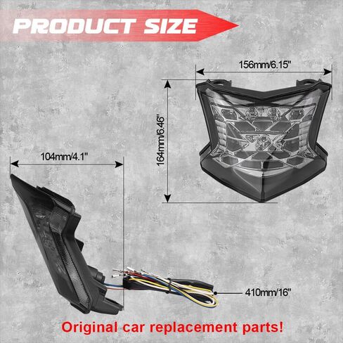 مصباح خلفي LED للدراجات النارية (5 أسلاك) عدسة دخان إشارة الانعطاف المتكاملة لـ Kawasaki Ninja 650 Z650 2017-2025 /Z900 2017-2024 /ZH2 2020-2025، مجموعة مصابيح الفرامل الخلفية 12 فولت in Kuwait