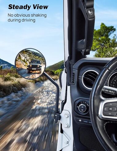 أبواب مرايا JOYTUTUS متوافقة مع 2007-2026 Wrangler JK JKU JL JLU Gladiator JT، مفصلة باب سهلة التركيب 6 بوصة، رؤية واسعة لا تهتز وتمايل in Saudi Arabia