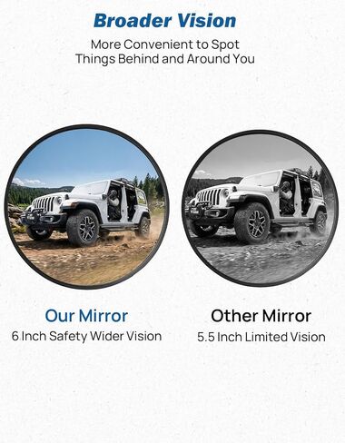 أبواب مرايا JOYTUTUS متوافقة مع 2007-2026 Wrangler JK JKU JL JLU Gladiator JT، مفصلة باب سهلة التركيب 6 بوصة، رؤية واسعة لا تهتز وتمايل in Saudi Arabia