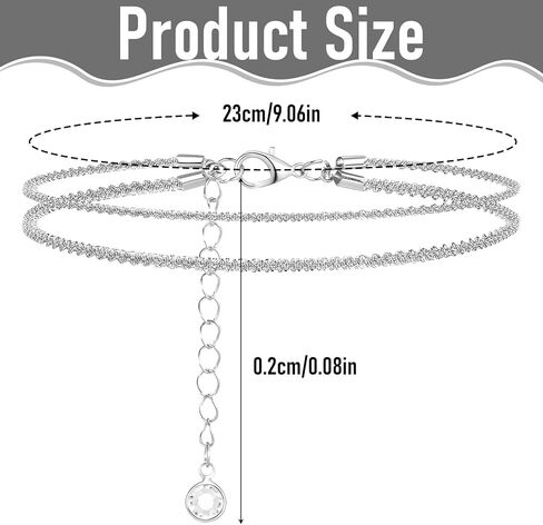 Silver Ankle Bracelets For Women, Dainty Layered Anklets Anklet Bracelets Adjustable Waterproof Stackable Glitter Beach Jewelry For Women Trendy Jewelry Gift in Saudi Arabia