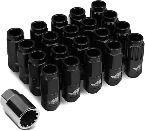 J2 Engineering 16 قطعة 7075 ألومنيوم مفتوح النهاية M12 x 1.5 صواميل العروة مع 4 قطع صواميل قفل ومفتاح، أسود، مقعد مخروطي مناسب، LN-T7-002-15-BK in Saudi Arabia