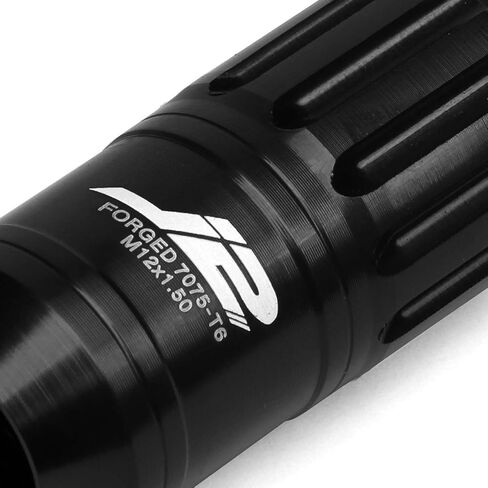 J2 Engineering 16 قطعة 7075 ألومنيوم مفتوح النهاية M12 x 1.5 صواميل العروة مع 4 قطع صواميل قفل ومفتاح، أسود، مقعد مخروطي مناسب، LN-T7-002-15-BK in Saudi Arabia