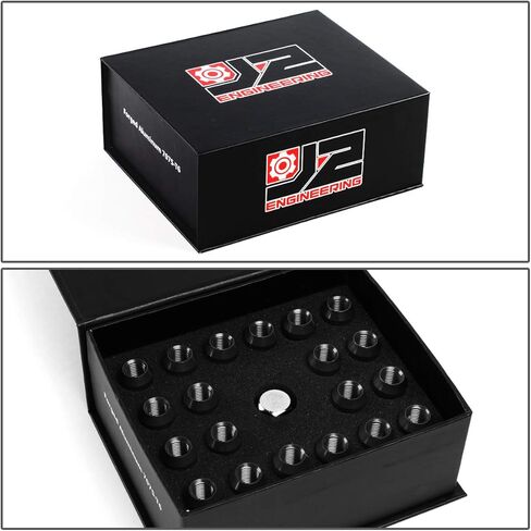 J2 Engineering 16 قطعة 7075 ألومنيوم مفتوح النهاية M12 x 1.5 صواميل العروة مع 4 قطع صواميل قفل ومفتاح، أسود، مقعد مخروطي مناسب، LN-T7-002-15-BK in Saudi Arabia