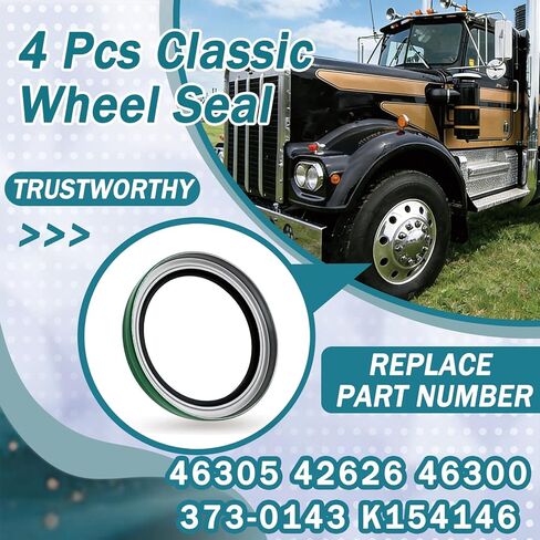 4 قطع سدادة العجلات الكلاسيكية متوافقة مع Freightliner Peterbilt Mack وSemi Trucks، استبدال عمود محرك ختم العجلة لـ SKF 46305 42626 46300، Stemco 373-0143، Timken K154146 in Kuwait