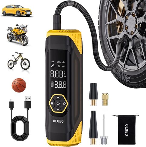 Tire Inflator Portable Air Compressor, 180PSI Cordless 6X Faster Air Pump, Air Compressor with Pressure Gauge, One Click Smart Tire Pump for Car, Motorcycle, Bicycle and Ball(Black) in Saudi Arabia