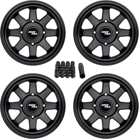 RockTrix RT116 12x7 ATV Wheels 4x110 Matte Black 5+2 Offset, Includes 10x1.25 Nuts, 12 Inch Rims for IRS Compatible with Honda Rancher Rincon, Fits Yamaha Grizzly Kodiak Rhino, Fits Suzuki King Quad in Saudi Arabia