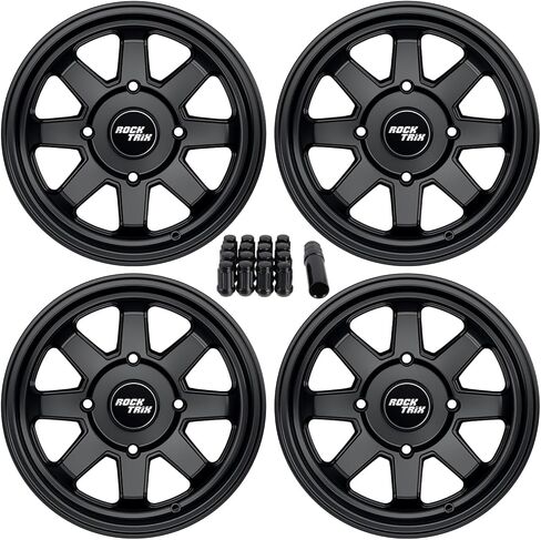 RockTrix RT116 12x7 ATV Wheels 4x110 Matte Black 5+2 Offset, Includes 10x1.25 Nuts, 12 Inch Rims for IRS Compatible with Honda Rancher Rincon, Fits Yamaha Grizzly Kodiak Rhino, Fits Suzuki King Quad in Saudi Arabia
