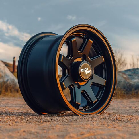 RockTrix RT116 12x7 ATV Wheels 4x110 Matte Black 5+2 Offset, Includes 10x1.25 Nuts, 12 Inch Rims for IRS Compatible with Honda Rancher Rincon, Fits Yamaha Grizzly Kodiak Rhino, Fits Suzuki King Quad in Saudi Arabia