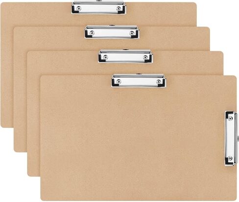 Henoyso 4 Pcs Extra Large 14x20 Inch Clipboard Wooden Lap Board with Low Profile Clip Brown Double Landscape Clip Hardboard Drawing Board Horizontal Clipboard for Paper Sketching Art Supplies in Saudi Arabia