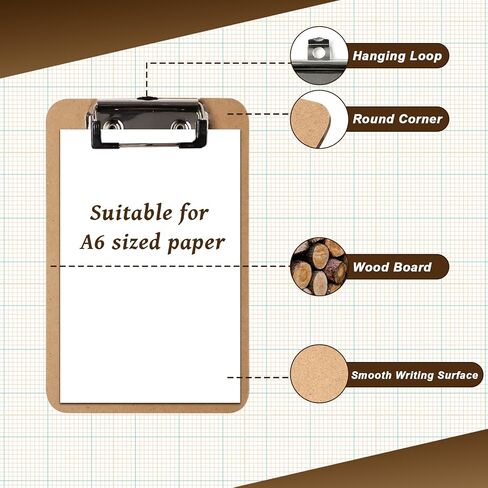 Mini Clipboard 3 Pack Small Clipboards 4.7x7.3 Inch Wooden Clipboard Memo Size Pocket Clip Boards Low Profile with Hang Tab Mini Clipboards for Tickets,Offices,Restaurants in Saudi Arabia