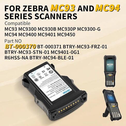 5 عبوات بديلة لبطارية 7000 مللي أمبير BT-000370، لـ Zebra MC93 MC9300 MC9400 MC9401 MC930B MC930P MC93N0-G BT-000370 BT-000371 BTRY-MC93-FRZ-01 BTRY-MC93-STN-01 ماسح الباركود. in Kuwait