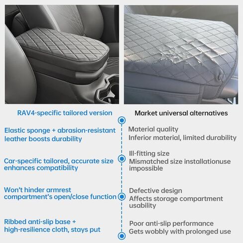 1P لسيارة Toyota RAV4 2019-2026 غطاء وحدة التحكم المركزية للسيارة وسادة مسند الذراع مقاومة للاهتراء من جلد البولي يوريثان مقاوم للماء ومقاوم للبقع 5 سم إسفنجة عالية المرونة تخفف من تعب الذراع تتوافق مع النمط الأصلي للمركبة in Kuwait