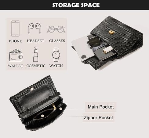 Woven Crossbody Bag for Women, Top Handle Satchel Purse Shoulder Handbag, Woven Handbag in Saudi Arabia