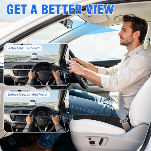 وسادة مقعد السيارة للقيادة، وسادة سيارة من الإسفنج الذكي لتخفيف آلام أسفل الظهر وعرق النسا، مقعد السيارة والمكتب والسفر للسائق أثناء الجلوس لفترة طويلة، راحة غير قابلة للانزلاق (أسود) in Kuwait