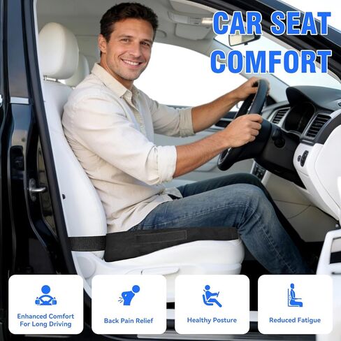 وسادة مقعد السيارة للقيادة، وسادة سيارة من الإسفنج الذكي لتخفيف آلام أسفل الظهر وعرق النسا، مقعد السيارة والمكتب والسفر للسائق أثناء الجلوس لفترة طويلة، راحة غير قابلة للانزلاق (أسود) in Kuwait