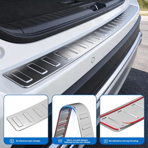 واقي ممتص الصدمات الخلفي من الفولاذ المقاوم للصدأ يناسب 2021-2026 Jeep Grand Cherokee L، ملحقات غطاء واقي عتبة الباب الخارجي، فضي قطعة واحدة، 2022 2023 2024 2025 in Kuwait