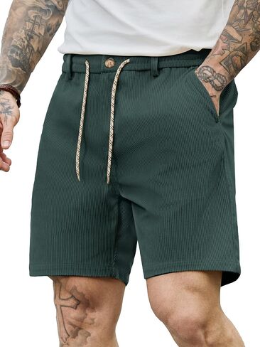JEMLDL Men's Corduroy Shorts Casual 7 Inch Shorts Elastic Waist Drawstring Summer Beach Shorts Retro Coarse Wale in Kuwait