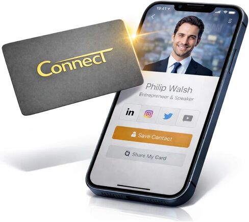 بطاقة عمل رقمية - بطاقة عمل NFC للشبكات الذكية ومشاركة جهات الاتصال، لا يتطلب تطبيق، متوافقة مع iPhone وAndroid | كونيكتاو – الذهب in Saudi Arabia