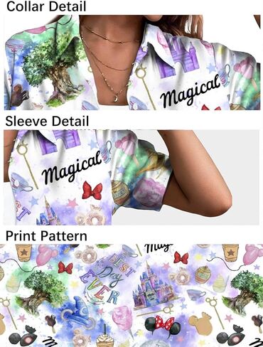 Magical Shirt for Women: Best Day Ever Shirts Funny Castles Graphic Tee Family Vacation Holiday Button Up Tops in Saudi Arabia