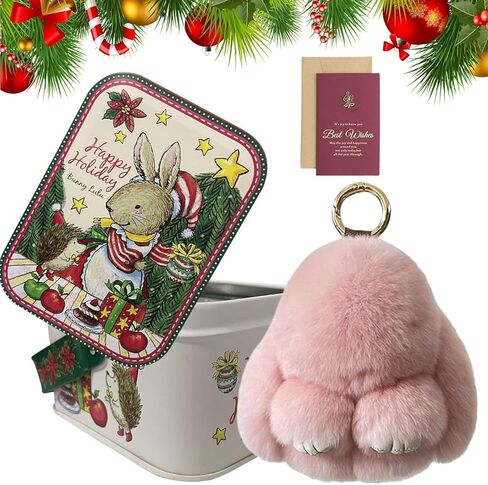 Bunny Keychain with Gift Tin, Cute Plush Keychain Rabbit for Backpack,Bag Charm Gift Key Chain in Saudi Arabia