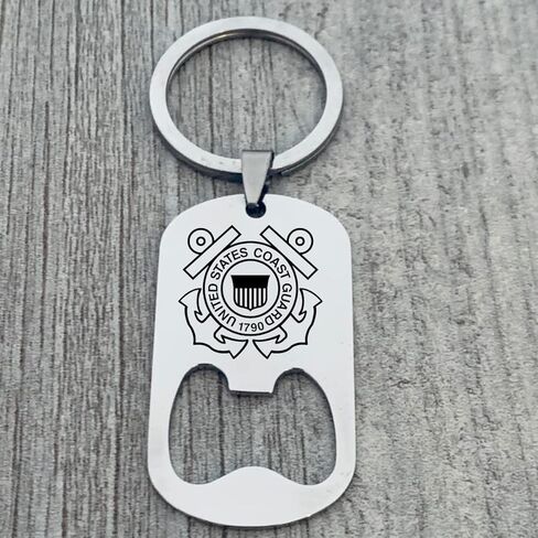 US Coast Guard Keychain, Stainless Steel Bottle Opener Coast Guard Gift, Inspirational USCG Key Rings Gift for Husband, Wife, Son, Daughter, Graduation in Saudi Arabia