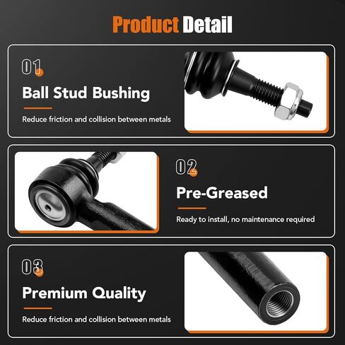 LCWRGS Front Outer Tie Rod Ends Fits for Chevy & GMC & Cadillac - 2007-2014 - Silverado 1500, Suburban, Avalanche, Tahoe, Sierra 1500, Yukon, Yukon XL 1500, Escalade ESV EXT - 2pcs in Saudi Arabia