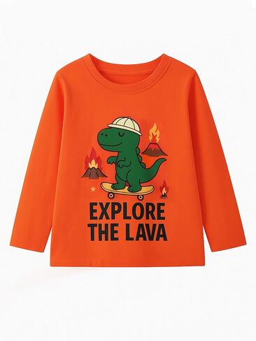 Boys' 3-Piece Long Sleeve T-Shirt Cotton Cartoon Printing Casual Crewneck Tee for Toddler Little Kids Sizes 2-7Y in Saudi Arabia