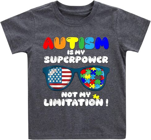 Boys Girls Autism Awareness Shirt Toddler Different is Beautiful Puzzle Heart Graphic Tee Kids Autistic Outfit Tops 4-7 Years in Saudi Arabia
