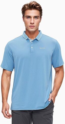 Men's Quick-Dry Polo Shirt, 4-Way Stretch Breathable Lightweight Outdoor Gym Casual Polo in Saudi Arabia