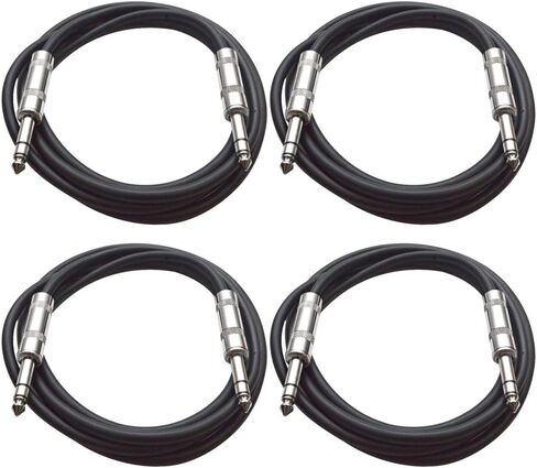 Seismic Audio - SATRX-2-4 Pack of 2' 1/4" TRS to 1/4" TRS Patch Cables - Balanced - 2 Foot Patch Cord - Red and Red in Saudi Arabia