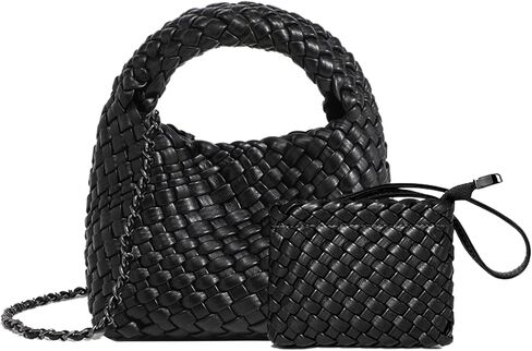 حقيبة يد عصرية من JINMANXUE للنساء، حقيبة كتف منسوجة، حقيبة مركبة، حقيبة سلسلة حياكة، محفظة كتف عبر الجسم in Kuwait