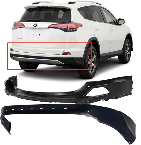FitParts متوافق مع مجموعة أغطية المصد الخلفي Toyota RAV4 2016 2017 2018 SE LE Limited XLE Hybrid W/O Park Holes TO1114102 TO1115112، 521590R914 521690R900 in Saudi Arabia
