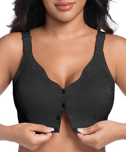 Front Closure Daisy Bras for Women No Underwire Comfort Lace Older Senior Wireless Snap Closing Bra in Saudi Arabia