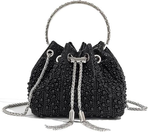 Pearl Clutch Purse Vintage Rhinestone Bucket Evening Bag Unique Crossbody Handbag for Wedding Party Prom in Kuwait