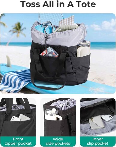 BAGSMART Reusable Grocery Bags, Large Beach Bag, Foldable Tote for Shopping Moving Holiday Travel Packing in Saudi Arabia