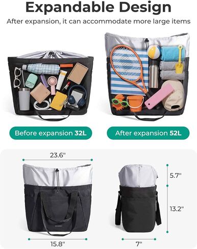 BAGSMART Reusable Grocery Bags, Large Beach Bag, Foldable Tote for Shopping Moving Holiday Travel Packing in Saudi Arabia