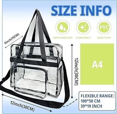 Clear Bag for Stadium Events - Water Proof Crossbody Bag for Women (12x6x12 inch) in Saudi Arabia