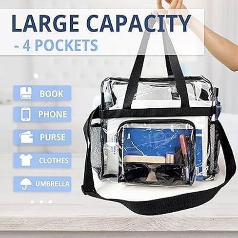 Clear Bag for Stadium Events - Water Proof Crossbody Bag for Women (12x6x12 inch) in Saudi Arabia