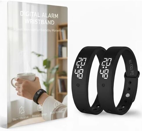 2PCS Vibrating Alarm Clock for Heavy Sleepers Kids Digital Watch with Timer Potty Training Deaf People Small Silent Wristband of Sleep Wrist Shock Alarmo Electric Metronome Band Vibrate Bed Shaker in Saudi Arabia