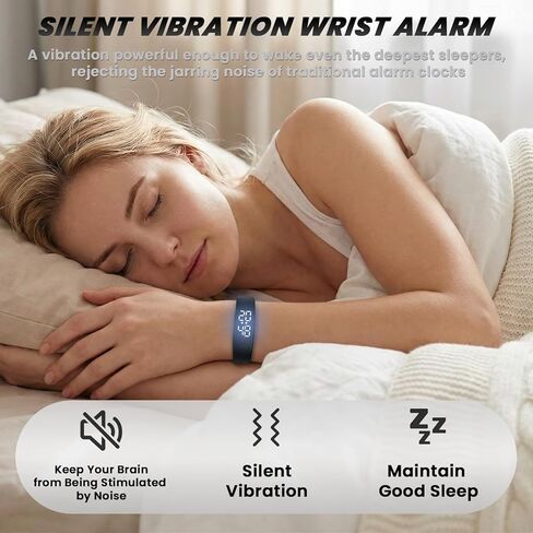 2PCS Vibrating Alarm Clock for Heavy Sleepers Kids Digital Watch with Timer Potty Training Deaf People Small Silent Wristband of Sleep Wrist Shock Alarmo Electric Metronome Band Vibrate Bed Shaker in Saudi Arabia